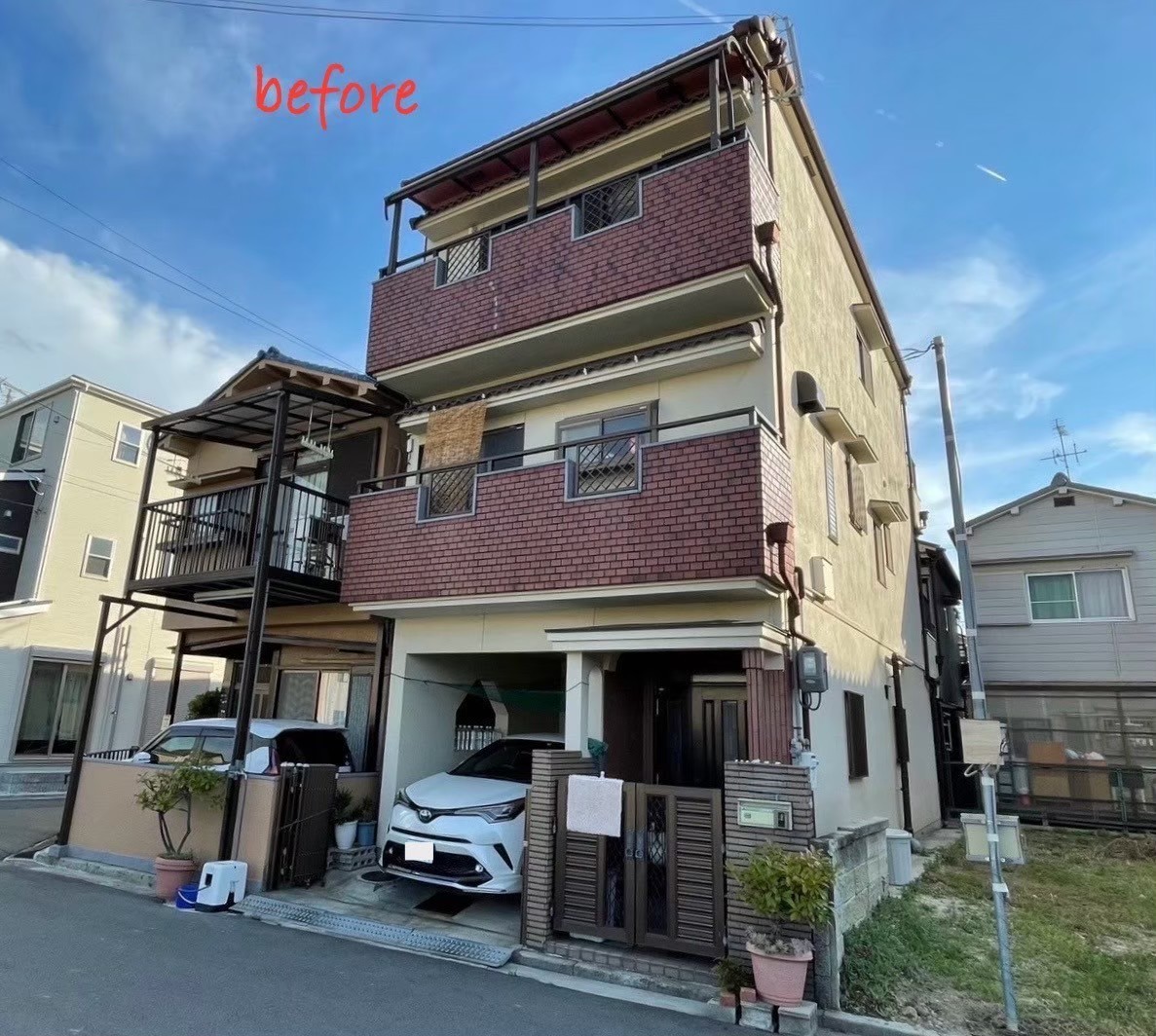 摂津市の外壁塗装 施工前の様子(K様邸)