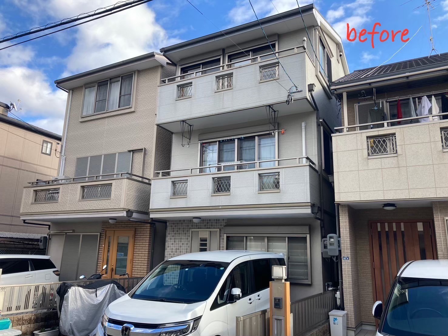 摂津市の外壁塗装 施工前の様子（U様邸）