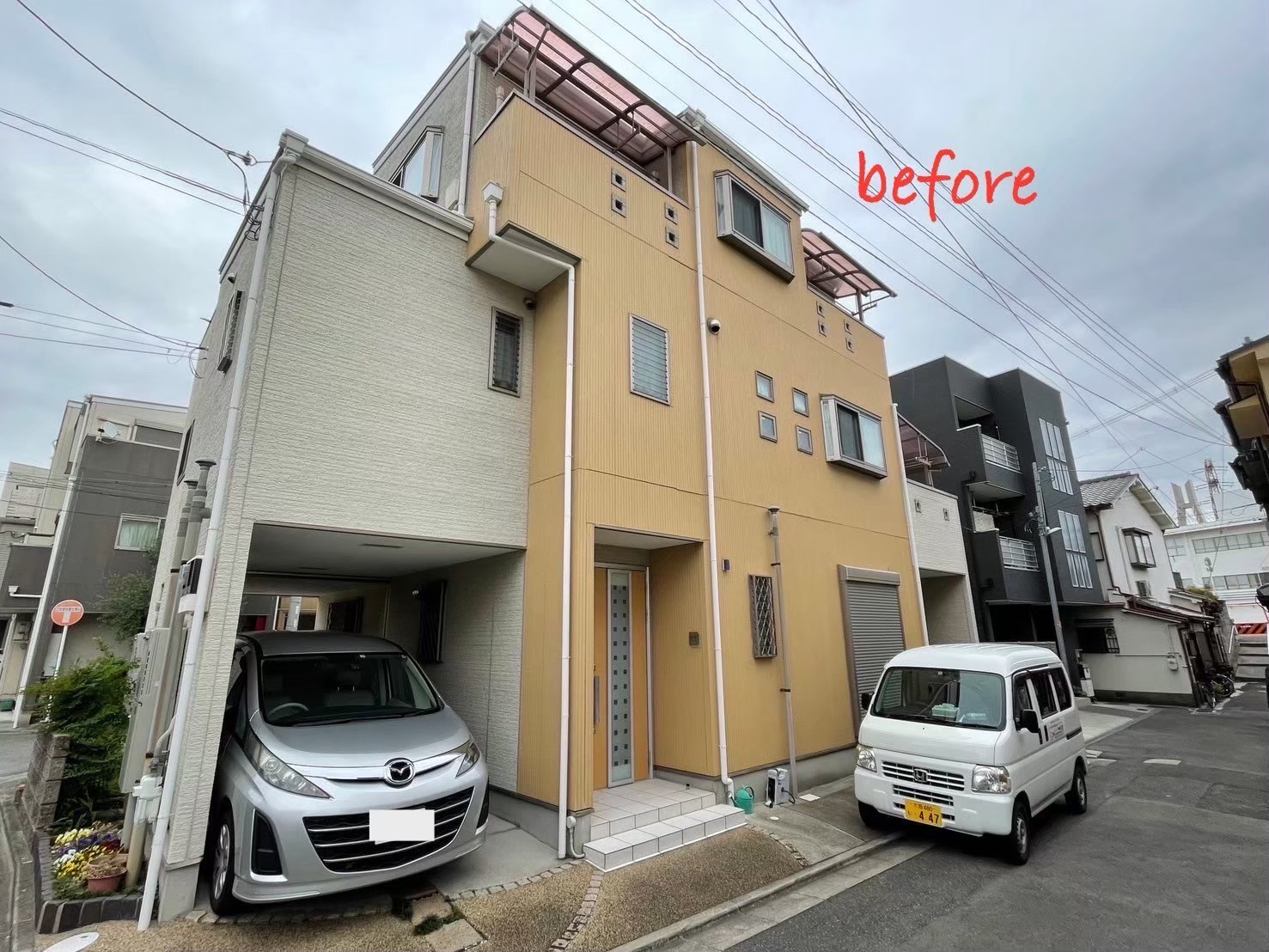 吹田市の外壁塗装 施工前の様子（O様邸）