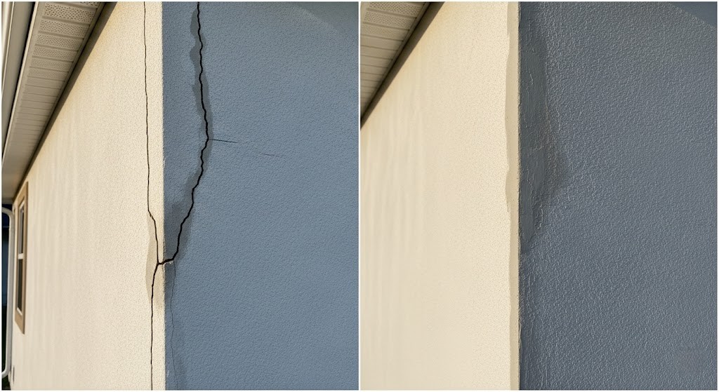 ひび割れしている壁と十分乾いていない壁の画像